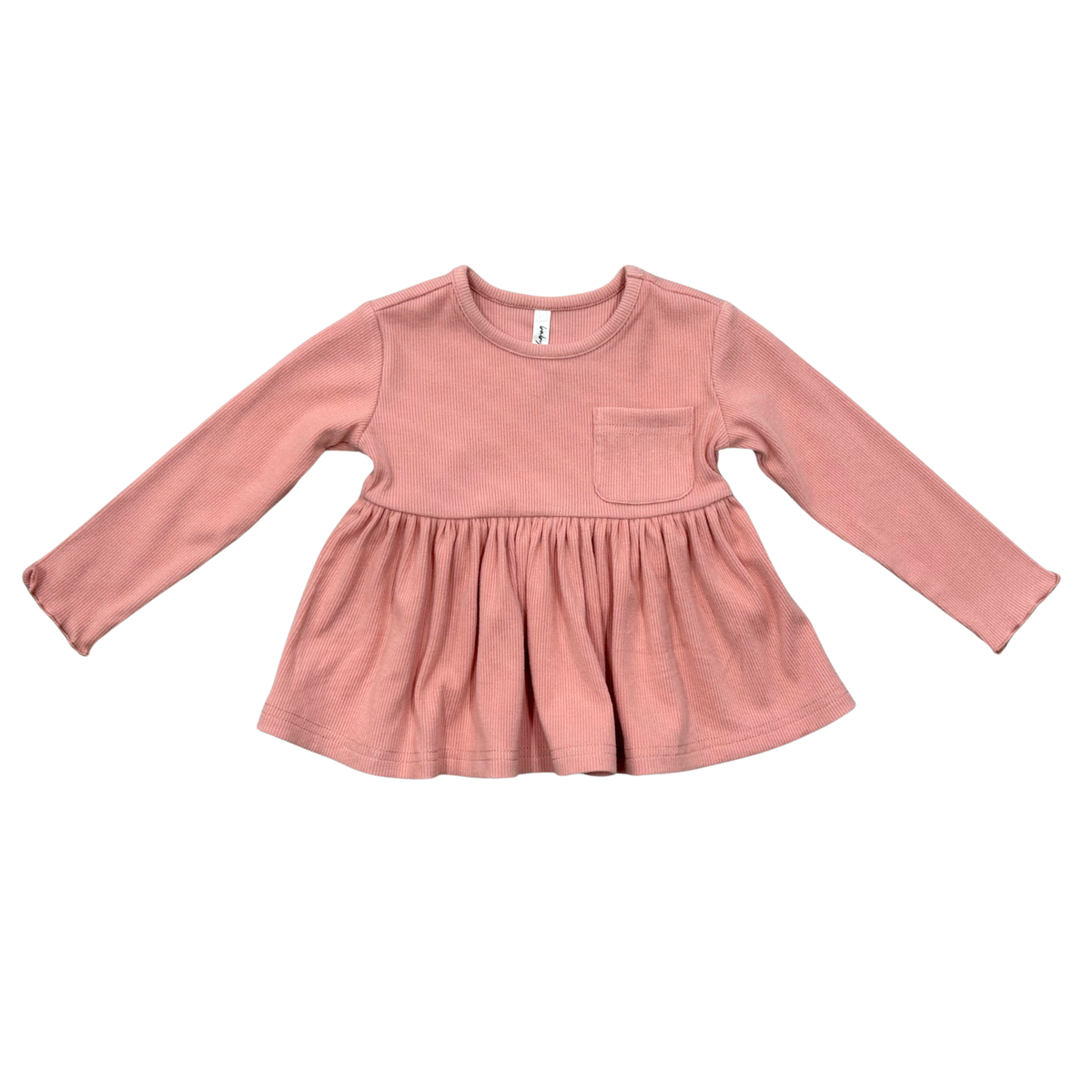 Bamboo/Cotton Ribbed Peplum Shirt - Mellow Rose