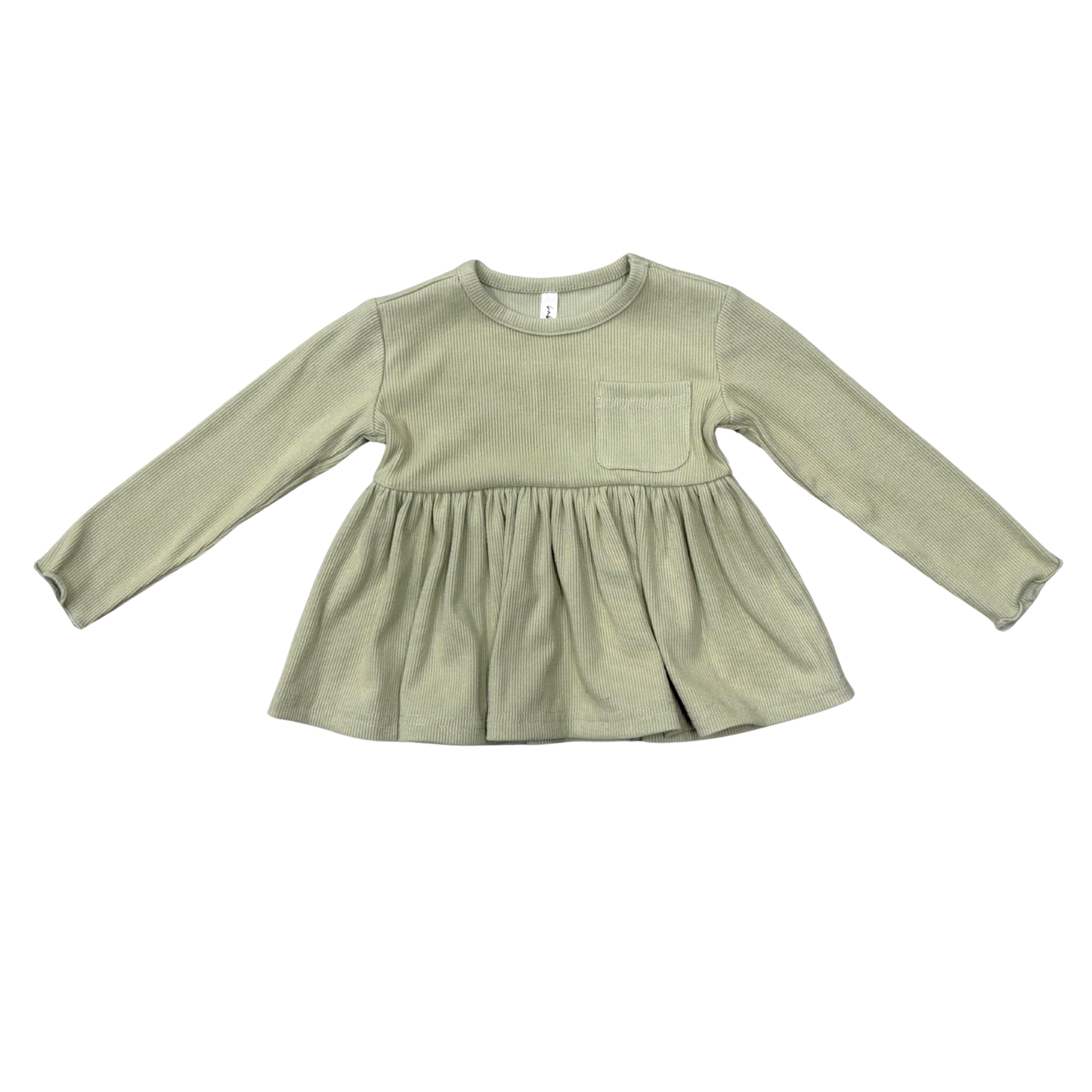 Bamboo/Cotton Ribbed Peplum Shirt - Sage