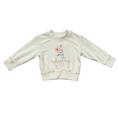 Bamboo Ruffle Hem Sweatshirt - Happy Days