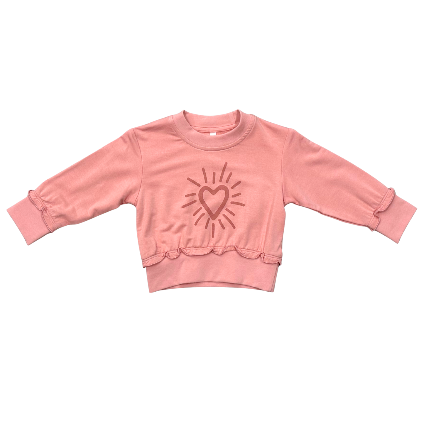 Bamboo Ruffle Hem Sweatshirt - Starburst Heart
