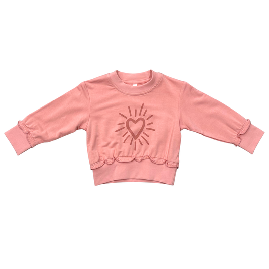 Bamboo Ruffle Hem Sweatshirt - Starburst Heart