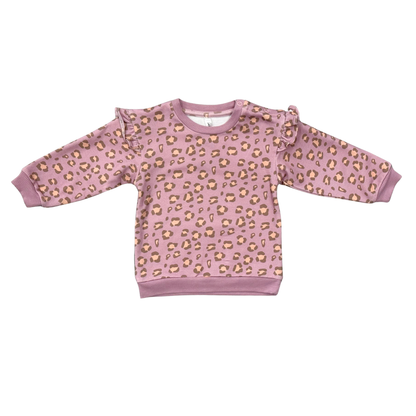 Bamboo Terry Ruffle Sweatshirt - Cheetah