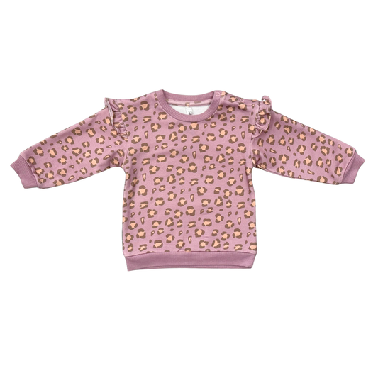 Bamboo Terry Ruffle Sweatshirt - Cheetah