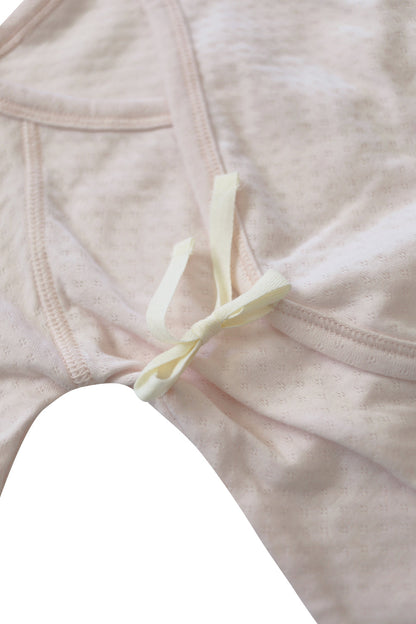 Organic Cotton Pointelle Kimono Onesie - Soft Pink