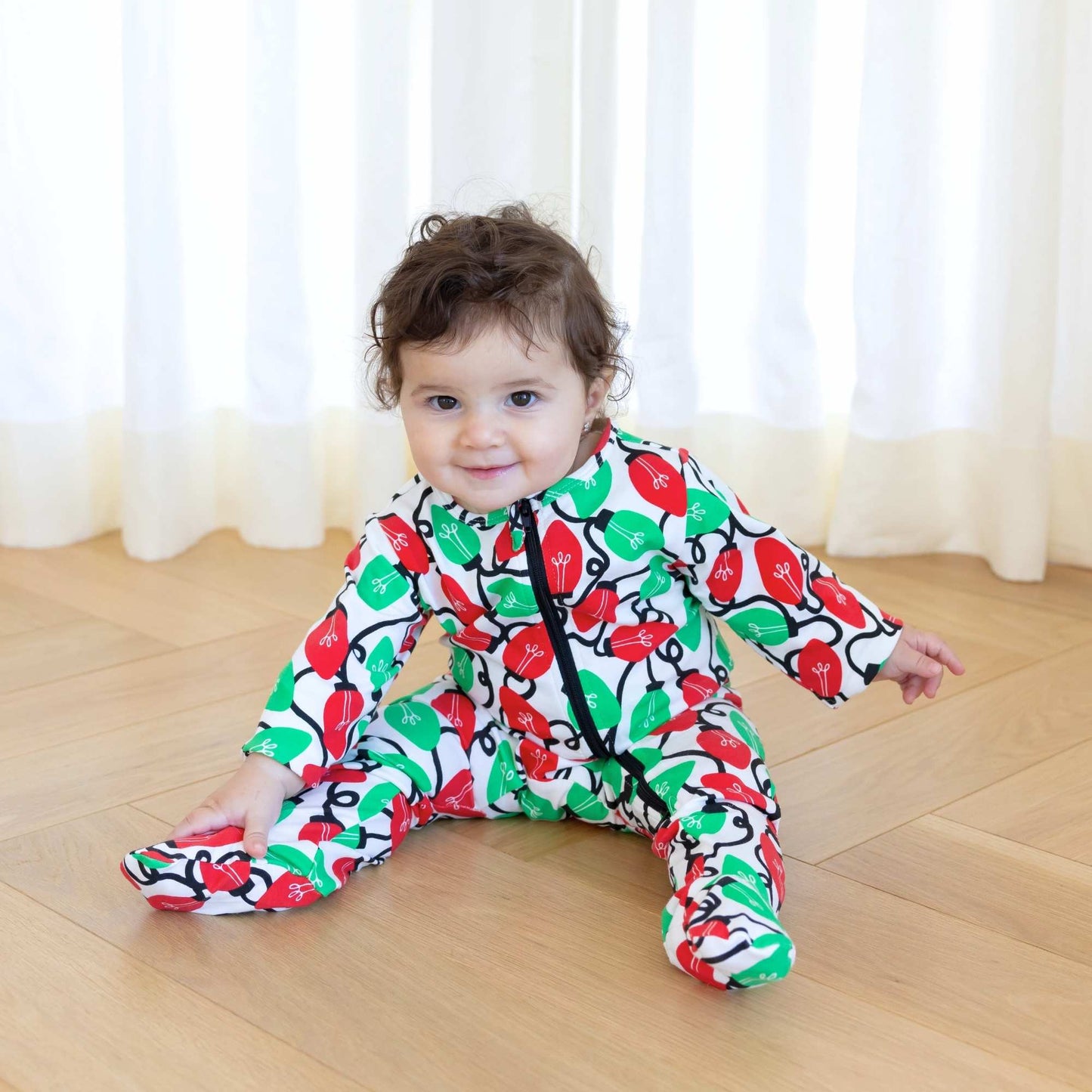 Organic Cotton Footie Pajamas - Holiday Lights