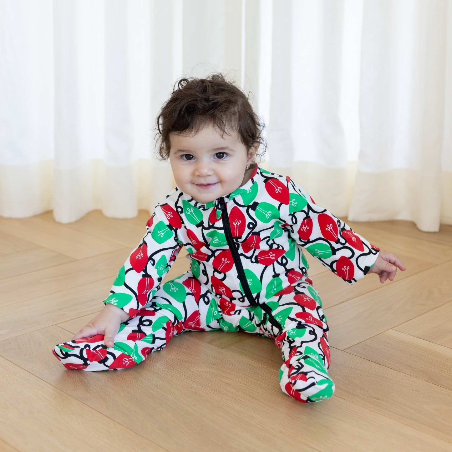 Organic Cotton Footie Pajamas - Holiday Lights