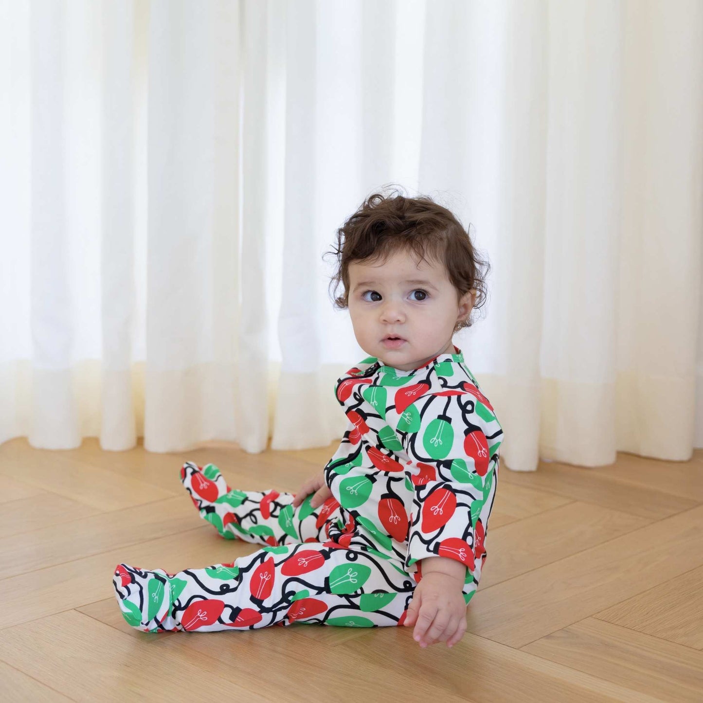 Organic Cotton Footie Pajamas - Holiday Lights