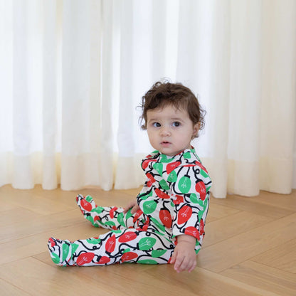 Organic Cotton Footie Pajamas - Holiday Lights