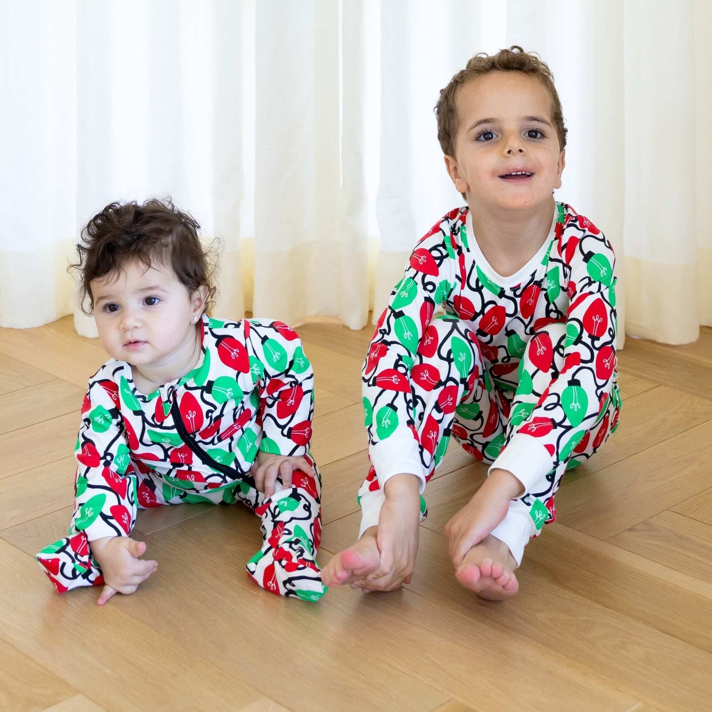 Organic Cotton Footie Pajamas - Holiday Lights