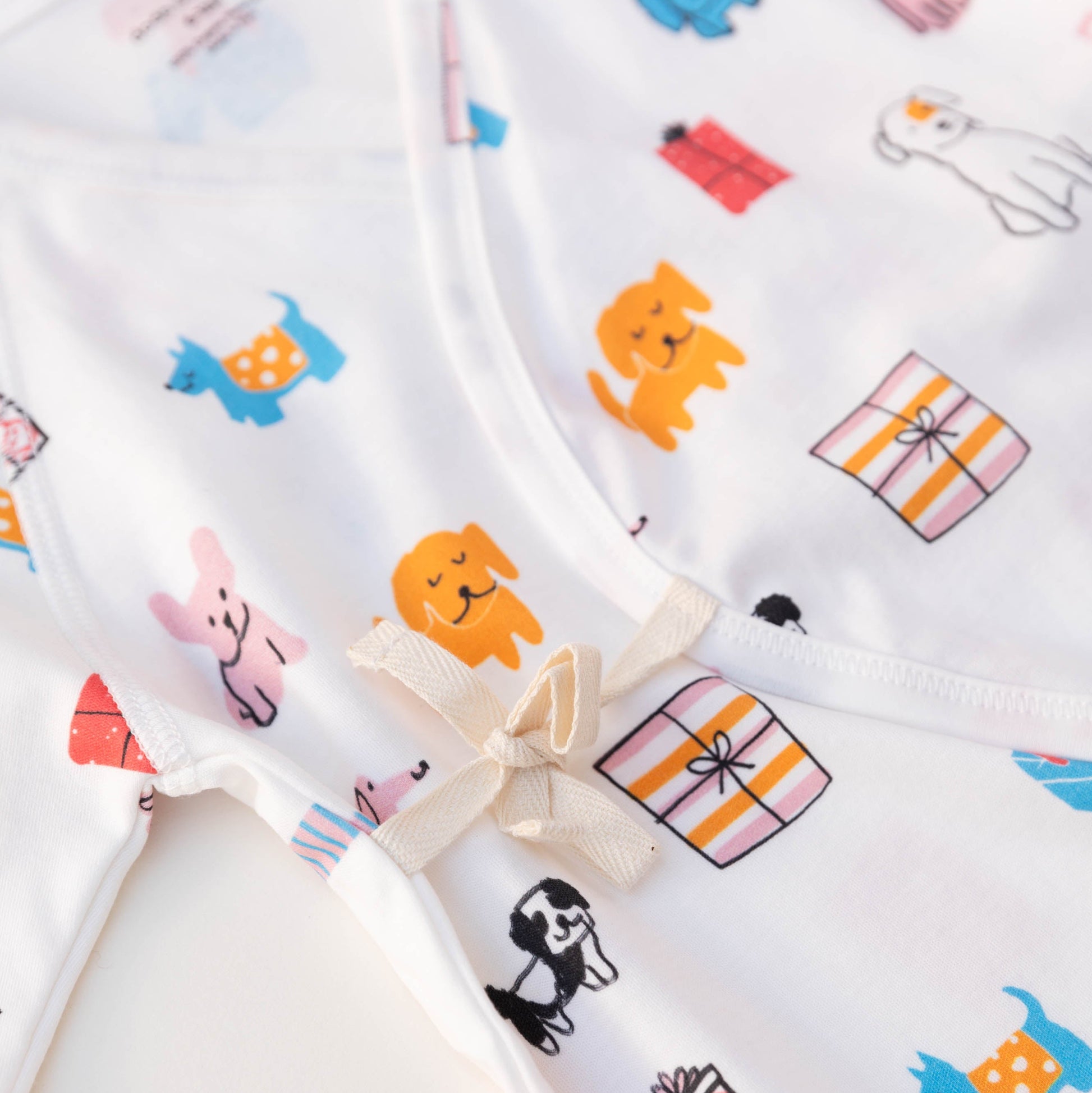 Puppy Party Baby Kimono Onesie - Organic Pima Cotton | Dodo Banana