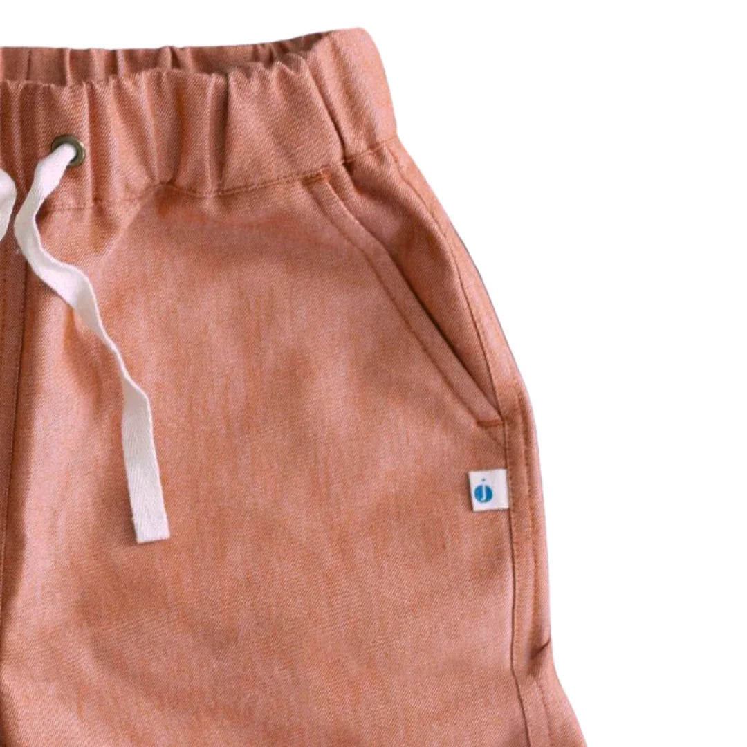 Organic Cotton Chambray Kids Shorts - Orange | Jackalo