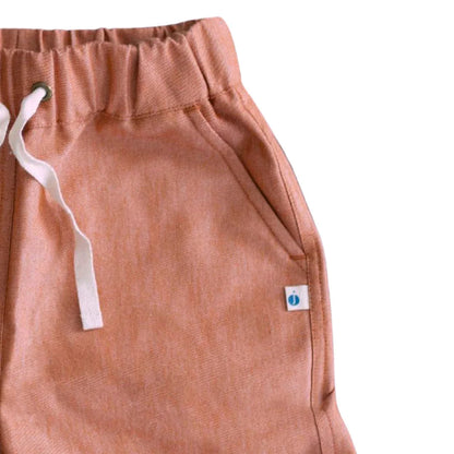 Organic Cotton Chambray Kids Shorts - Orange | Jackalo