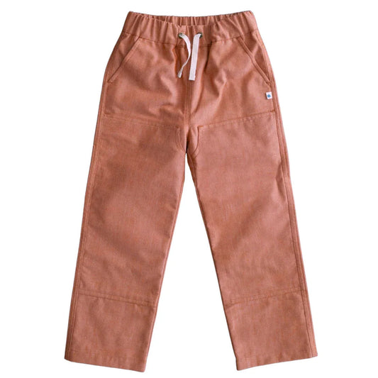 Organic Cotton Chambray Kids Pants - Orange | Jackalo