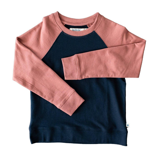 Organic Cotton Color Block Raglan Kids Sweatshirt | Jackalo