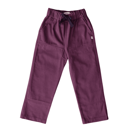 Organic Cotton Twill Kids Pants - Plum | Jackalo