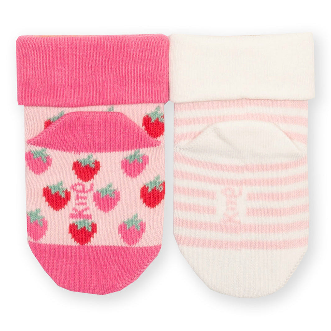 Organic Baby Socks 2-Pack Berry Dot & Pink Stripe | Kite Clothing