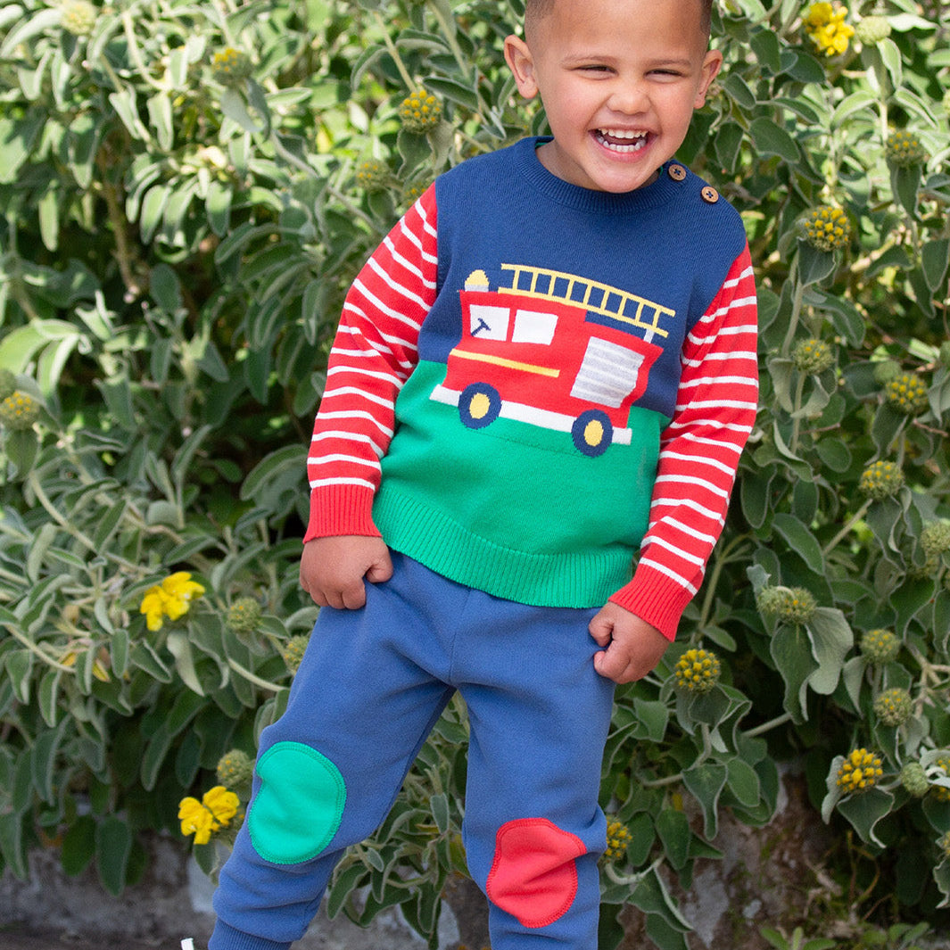 Organic Cotton Knee Patch Joggers Blue | Kite Clothing