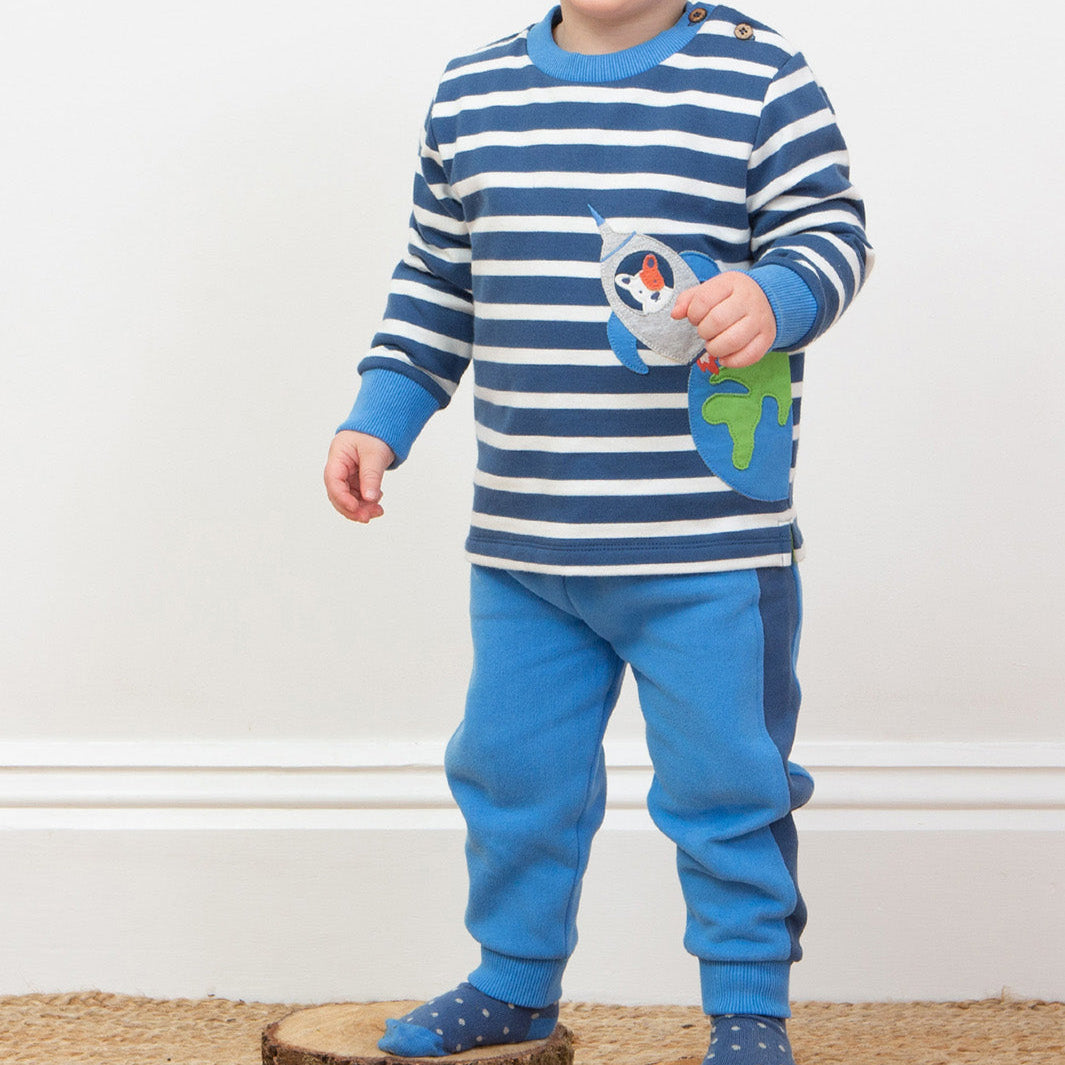 Kite Clothing Organic Boys' Side Stripe Joggers- Cornflower Blue