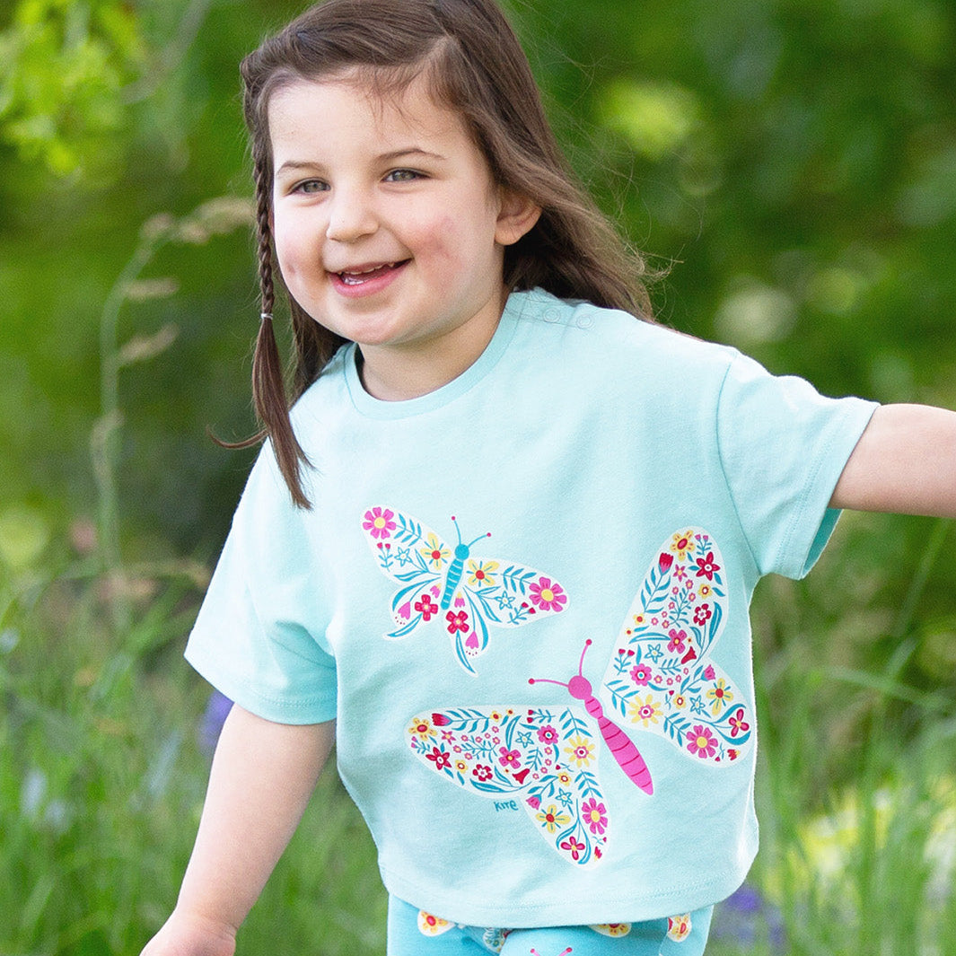 Organic Cotton Short Sleeve T-Shirt Butterfly Print | Kite Clothing