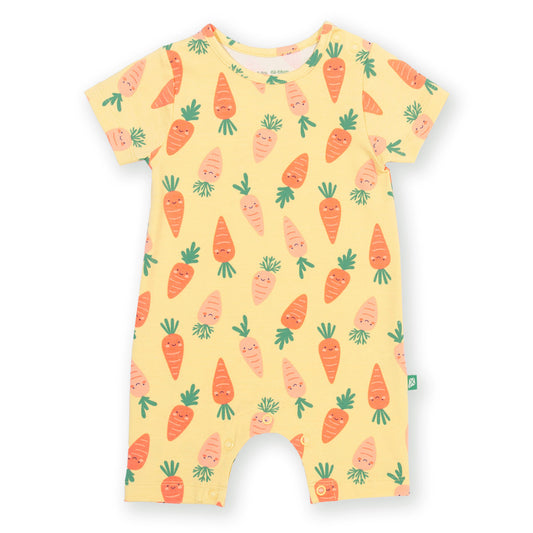 Organic Cotton Baby Short Romper Happy Carrot Print | Kite Clothing