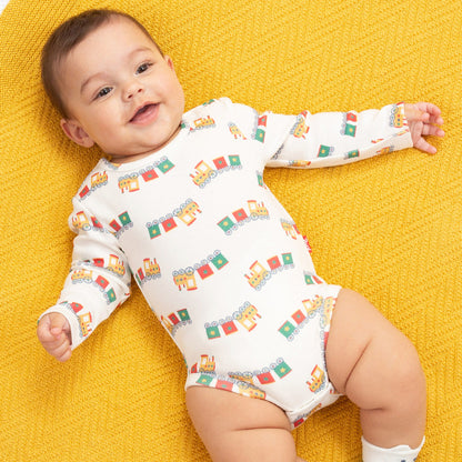 Kite Clothing Organic Long-Sleeved Baby Bodysuit- Choo Choo Train