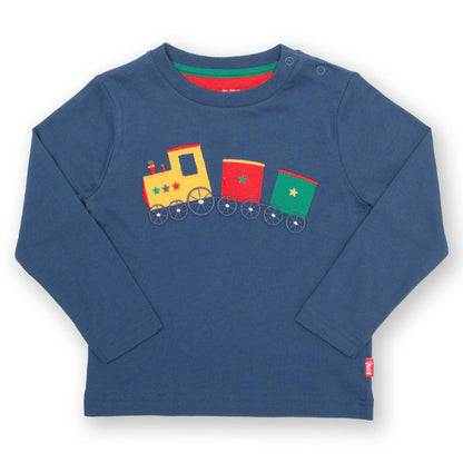 Kite Clothing Organic Boys' Long Sleeved T-Shirt- Colorful Train Appliqué