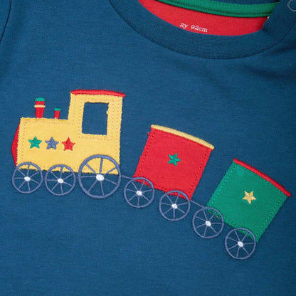 Kite Clothing Organic Boys' Long Sleeved T-Shirt- Colorful Train Appliqué
