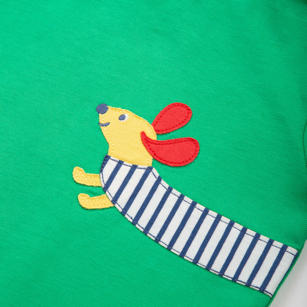Kite organic silly dachshund t-shirt, closeup