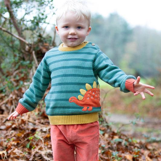 Kite Clothing Organic Boys' Sweater- Dinosaur Appliqué