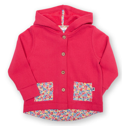 Kite Clothing Organic Girls' Hooded Sweatshirt- Raspberry Ditsy
