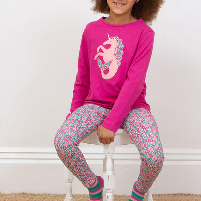 Kite Clothing Organic Girls' Leggings- Ditsy Floral, Pink