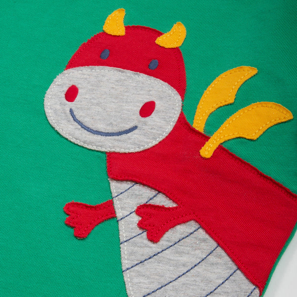 Kite organic Happy dragon t-shirt, closeup