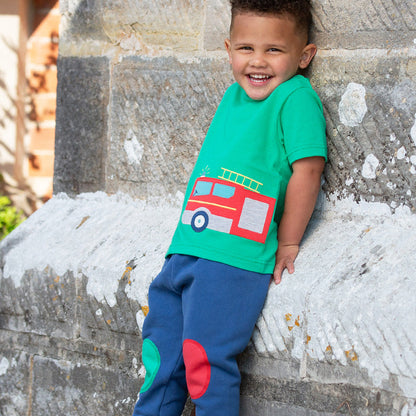 Organic Cotton Short Sleeve T-Shirt Fire Engine Appliqué | Kite Clothing