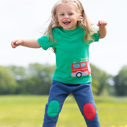 Organic Cotton Short Sleeve T-Shirt Fire Engine Appliqué | Kite Clothing