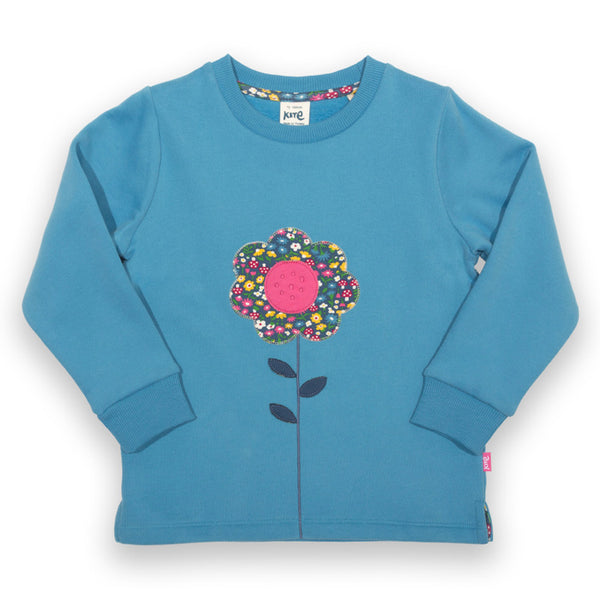 Kite organic Flower appliqué sweatshirt, kid