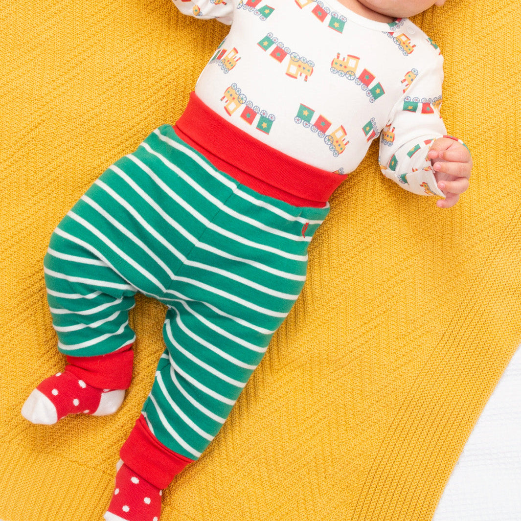 Kite Clothing Organic Baby Pants- Emerald Green Stripe