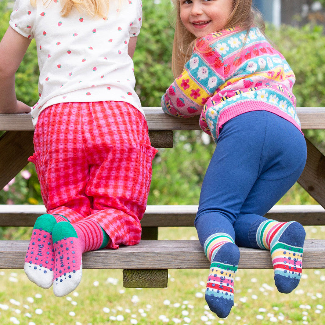 Organic Cotton Grippy Socks 2-Pack Sheep & Stripe | Kite Clothing