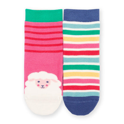 Organic Cotton Grippy Socks 2-Pack Sheep & Stripe | Kite Clothing