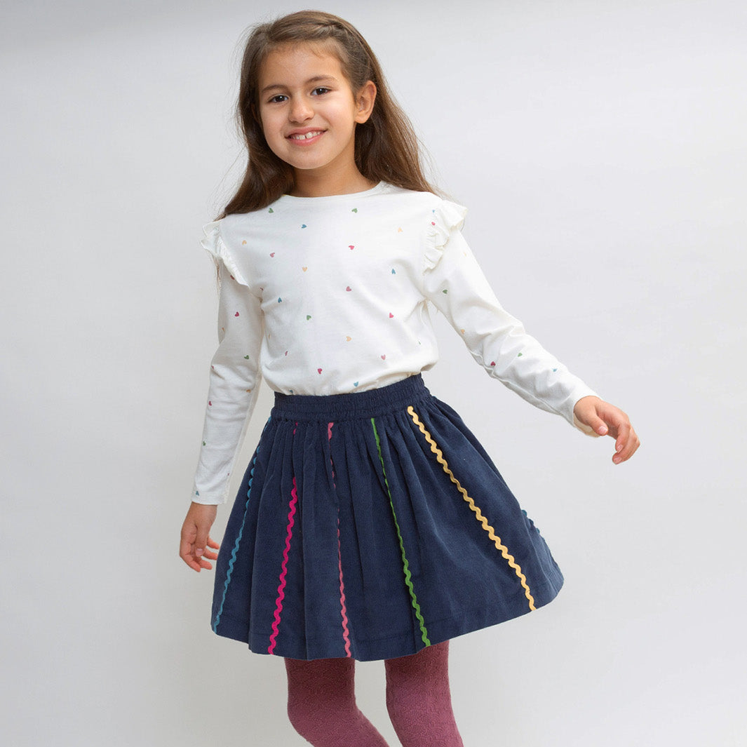 Kite Organic Cotton Long Sleeve Frill T-Shirt - Little Hearts