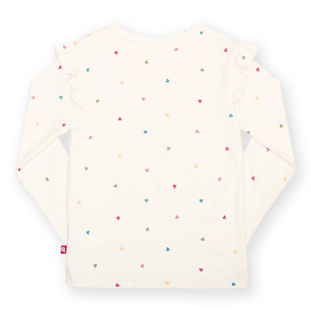 Kite Organic Cotton Long Sleeve Frill T-Shirt - Little Hearts