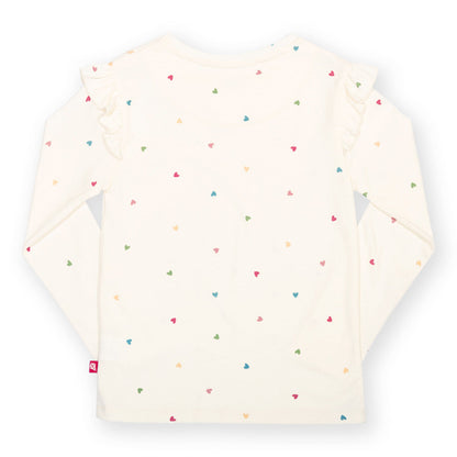 Kite Organic Cotton Long Sleeve Frill T-Shirt - Little Hearts
