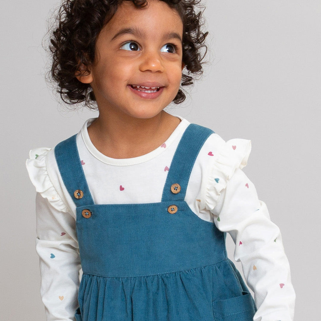Kite Organic Cotton Long Sleeve Frill T-Shirt - Little Hearts