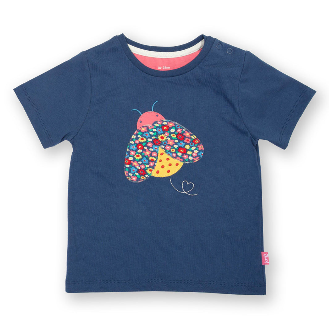 Kite organic T-shirt- ladybug appliqué