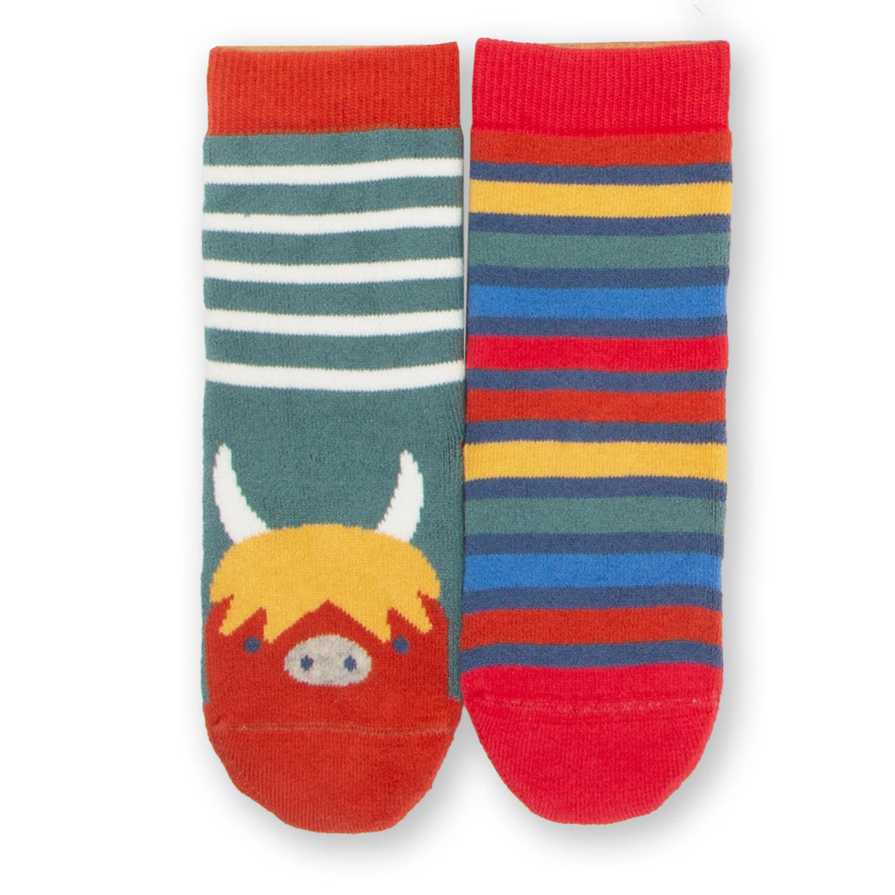 Kite Clothing Organic Boys' Grippy Socks 2-Pack- Lunar Ox & Stripe