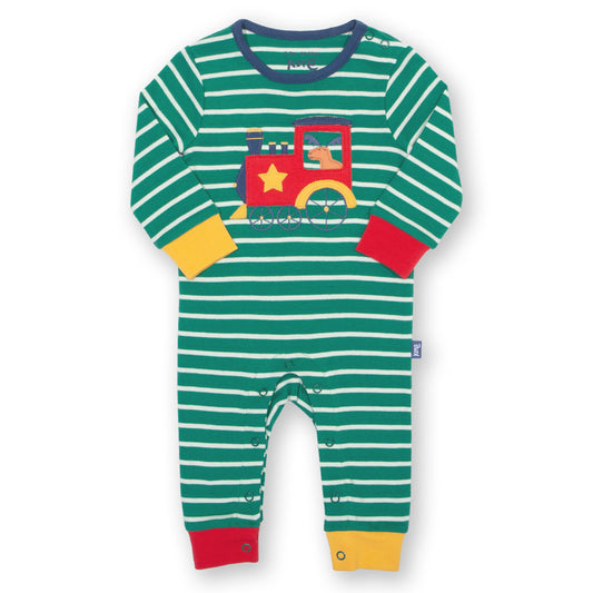 Kite Clothing Organic Baby Romper- Moose & Train Appliqué