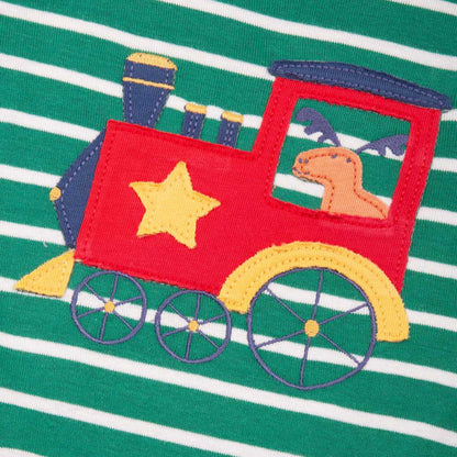 Kite Clothing Organic Baby Romper- Moose & Train Appliqué