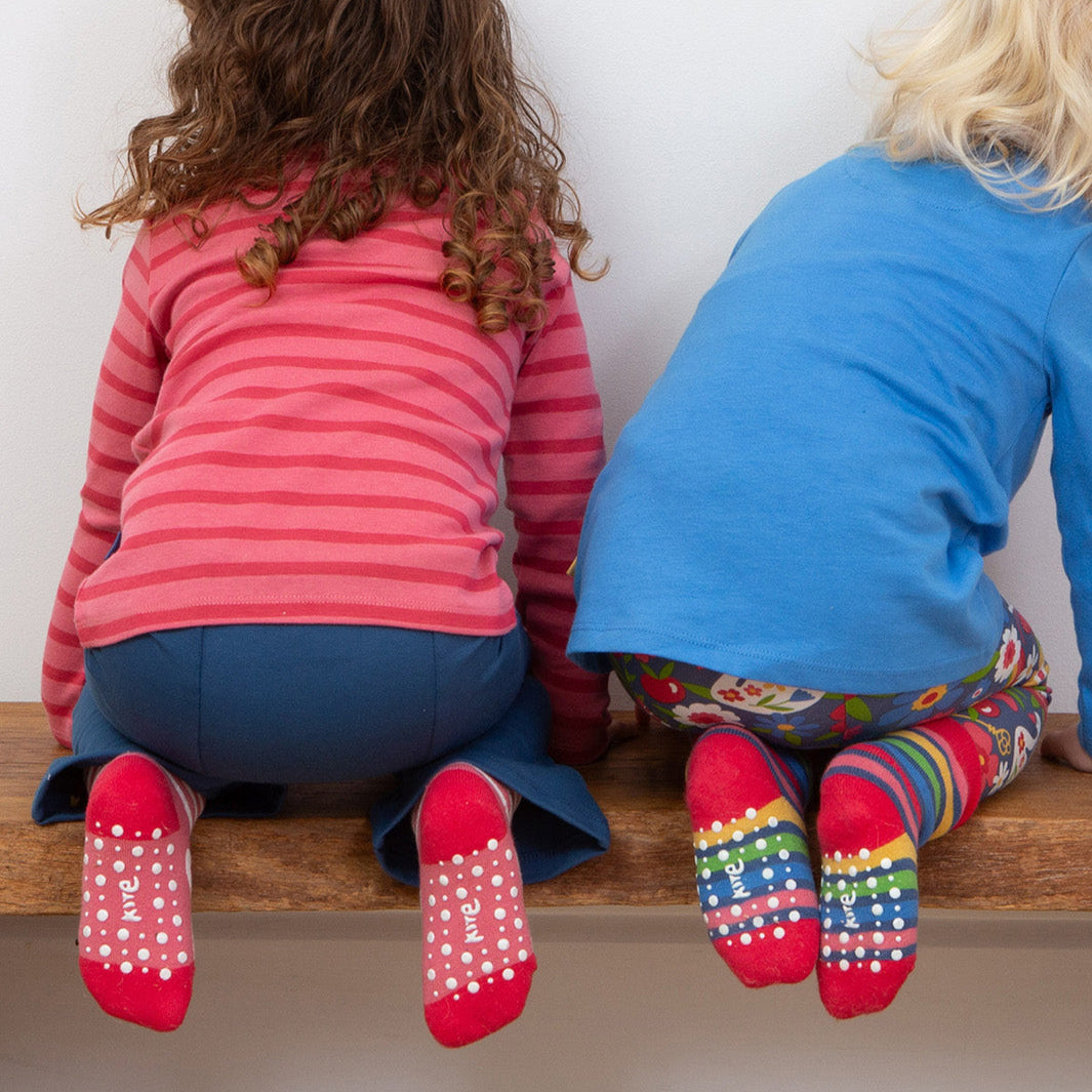Kite Clothing Organic Girls' Grippy Socks 2-Pack- Mouse Pink