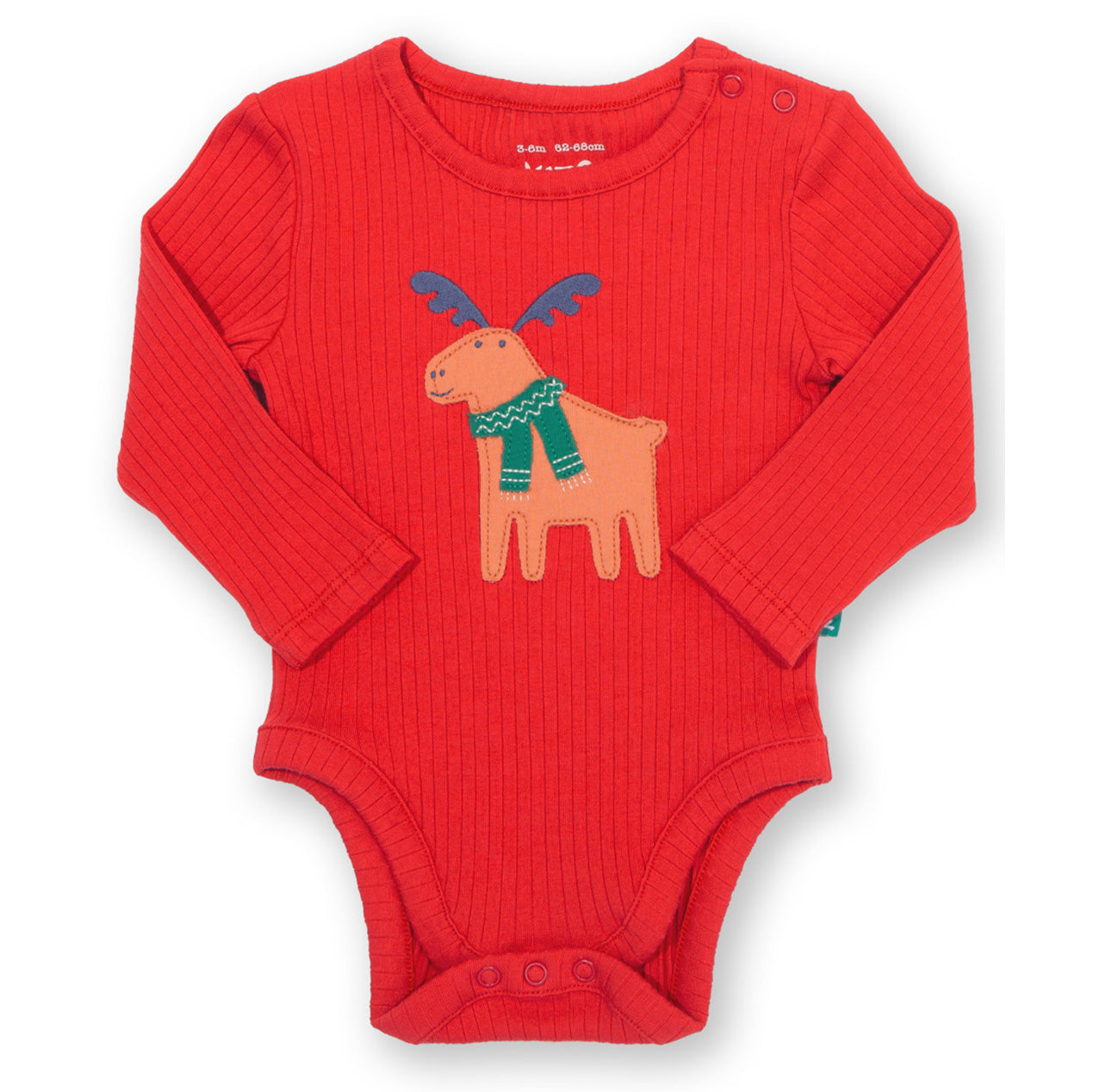 Kite Clothing Organic Long-Sleeved Baby Bodysuit- Mr. Moose Appliqué