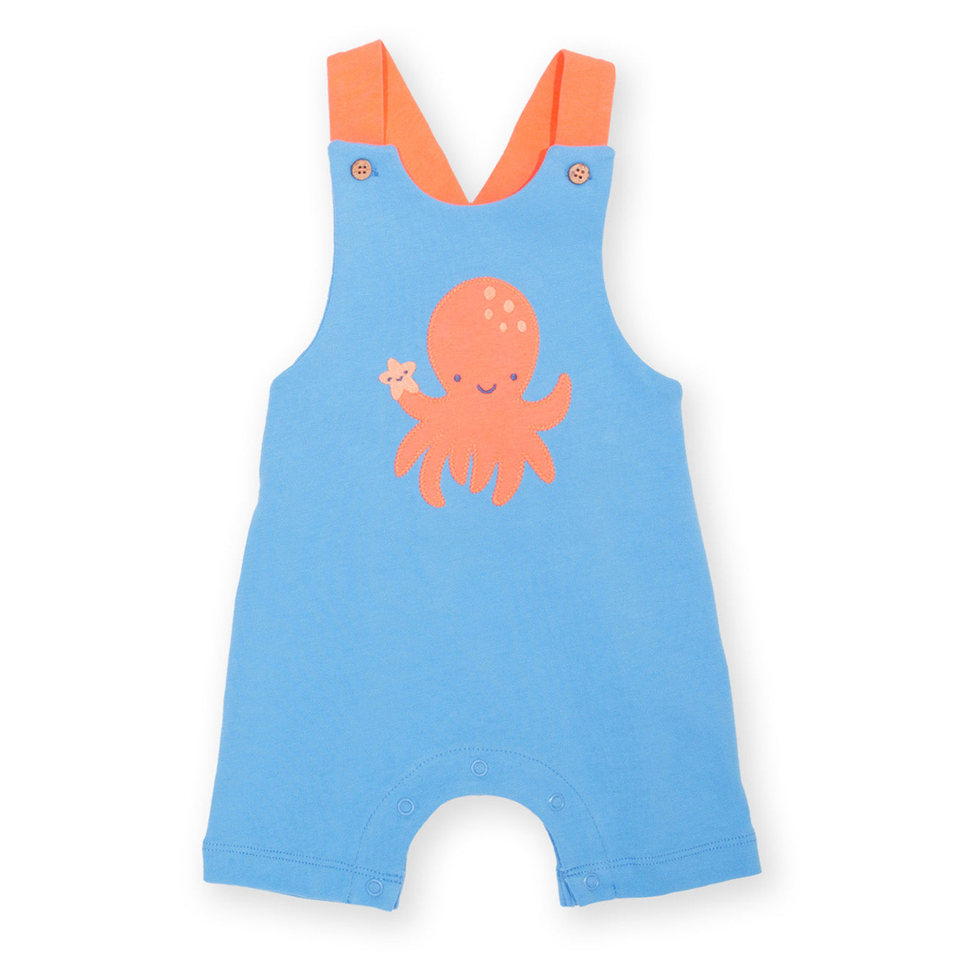 Organic Cotton Octopus Appliqué Baby Short Overalls | Kite Clothing