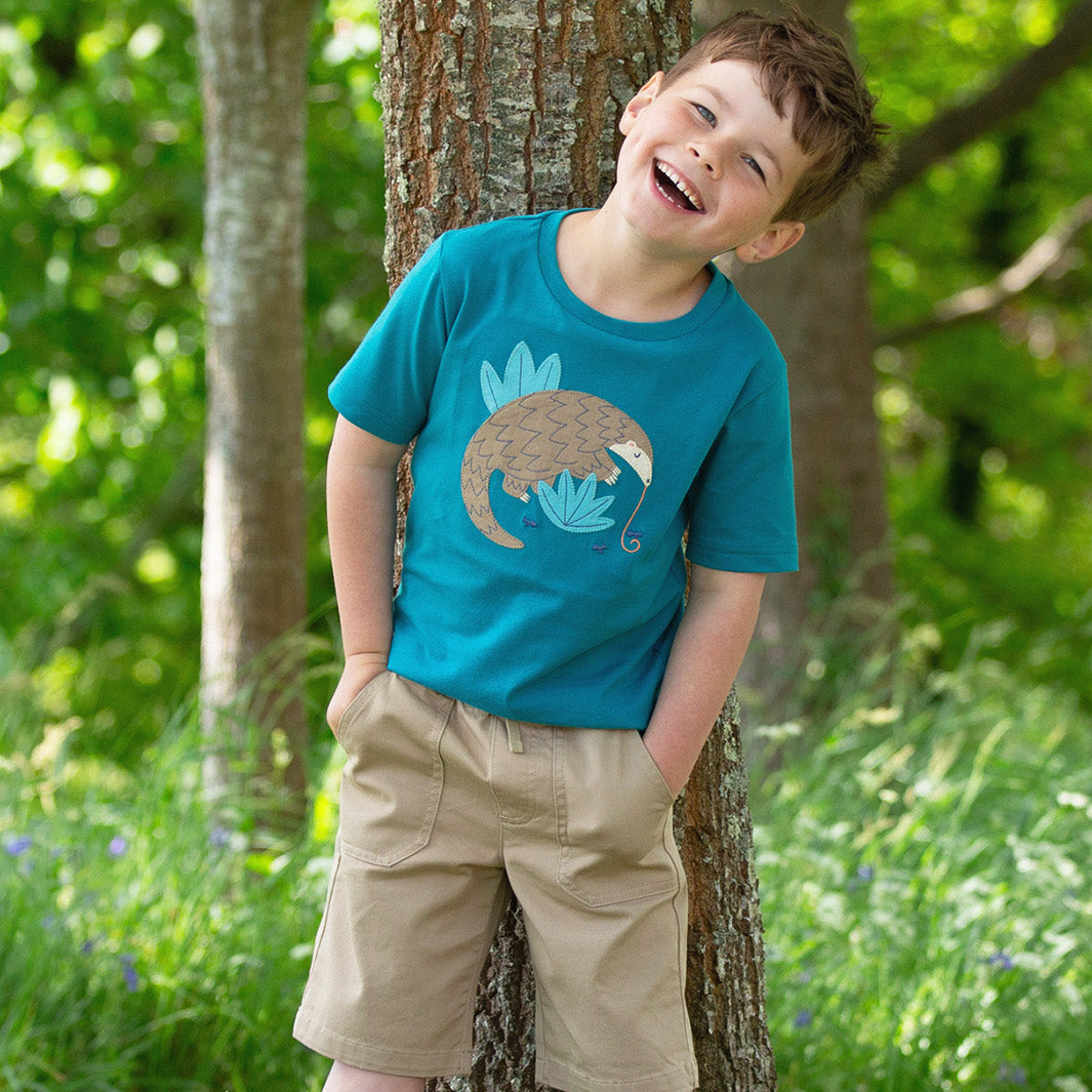 Organic Cotton Short Sleeve T-Shirt Pangolin Appliqué | Kite Clothing
